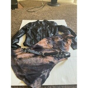 J2 Leather Vera Pelle Motorcycle Style Jacket Small T Shirt Small Belt L Rock